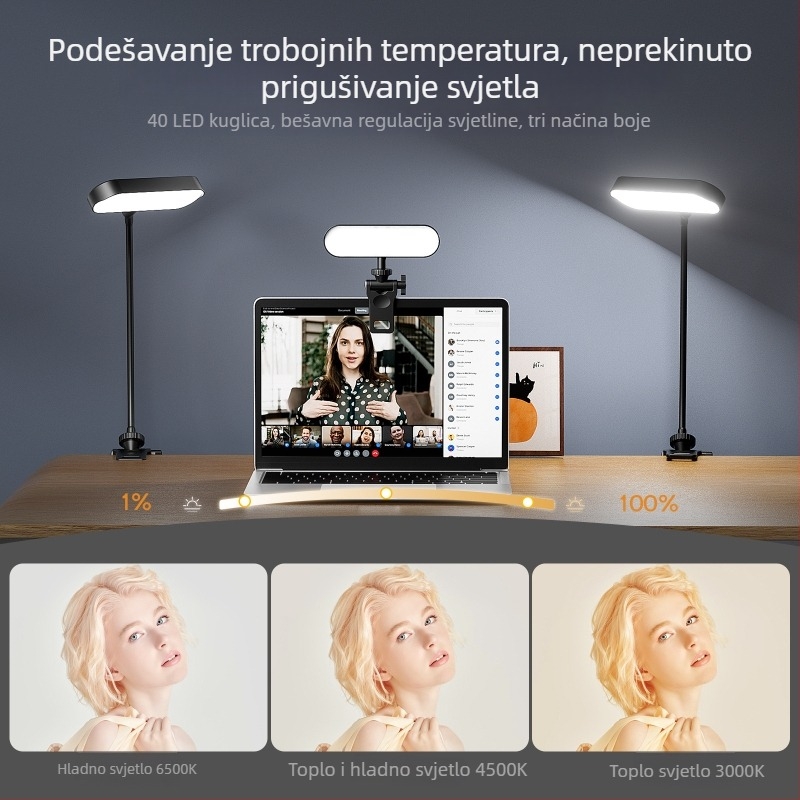 BY04 LED rasvjeta za dopunu računala — podesiva temperatura boje 2500K–9900K, 5V, snaga ispod 10W, ugrađena baterija 1200mAh