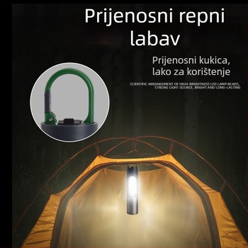 LED svjetiljka s aluminijskim kućištem, punjiva, 5W, 1500mAh, domet 100-200 m, višefunkcionalna, zaštita od prepunjenja