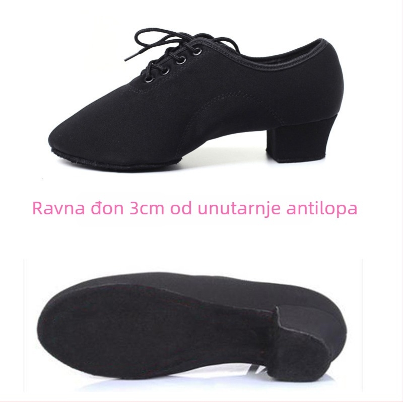 Ženske latinske plesne cipele – srednja peta, gumeni potplat, gornji dio od platna, za odrasle plesačice