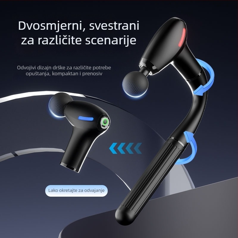 Masažer fascije za mišiće s 4 nastavka, 4 brzine, ugrađena baterija 1200–2000 mAh, trajanje 1–3 h, buka ispod 36 dB