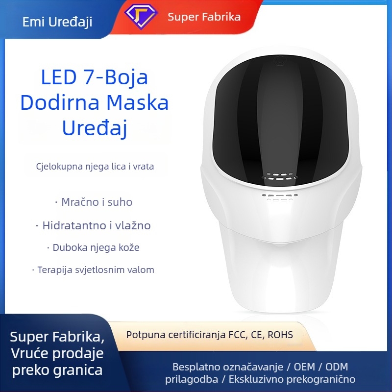 LED maska za lice za kućnu upotrebu s fotodinamičkim izbjeljivanjem i pomlađivanjem kože (Prijenosna; Ugrađena baterija 500–800 mAh; IPX0; Maska za lice i vrat)