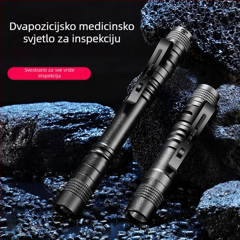 Ručna LED svjetiljka od aluminijske legure, napajana suhom baterijom, domet 10–50 m, model BL-7823, težina 25–30 g