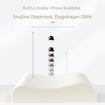 Jastuk od prirodnog lateksa s valovitim oblikom za vratnu kralježnicu, sadržaj lateksa >90%, težina 2–3 kg, mogućnost prilagodbe obrade