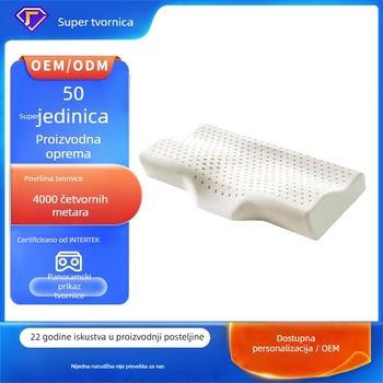 Lateksni jastuk u obliku leptira, prirodni lateks, sadržaj lateksa iznad 90%, pleteni jezgro, jednostavan stil