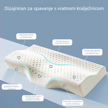 Lateksni jastuk u obliku leptira, prirodni lateks, sadržaj lateksa iznad 90%, pleteni jezgro, jednostavan stil