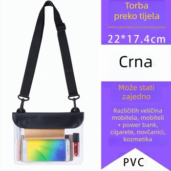 Vodootporna crossbody torbica za telefon – vanjski PVC, velika kapaciteta, prozirni dodirni zaslon