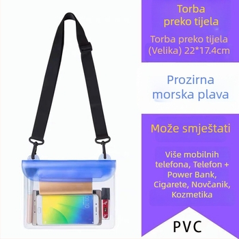 Vodootporna crossbody torbica za telefon – vanjski PVC, velika kapaciteta, prozirni dodirni zaslon