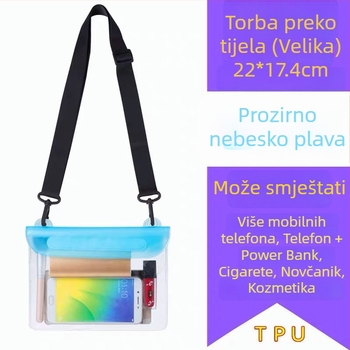 Vodootporna crossbody torbica za telefon – vanjski PVC, velika kapaciteta, prozirni dodirni zaslon
