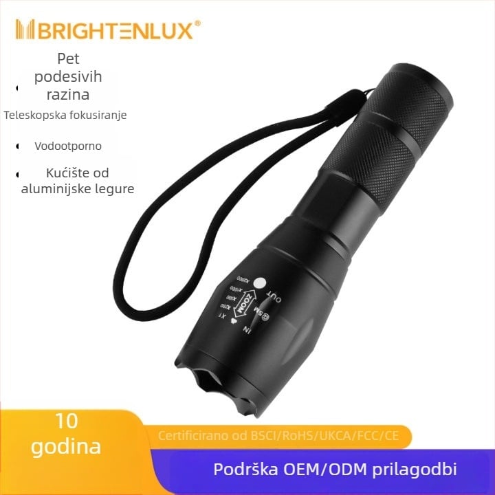 LED ručna baterijska svjetiljka s vodootpornim zumom, višenamjenska za kampiranje i ronjenje, 10W, baterija: 3xAAA ili 1x18650