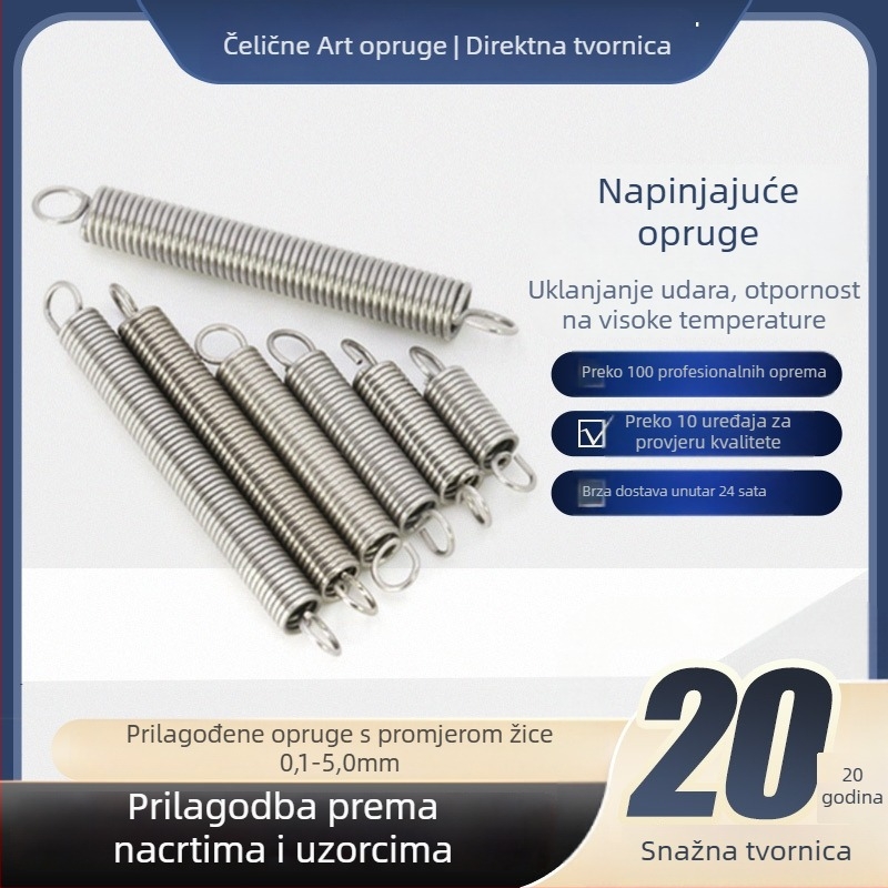 Set nehrđajućih čeličnih opruga za elektroniku i strojeve: kompresijske, produžne i torzijske opruge; otporne na visoke temperature i apsorpcija šokova.