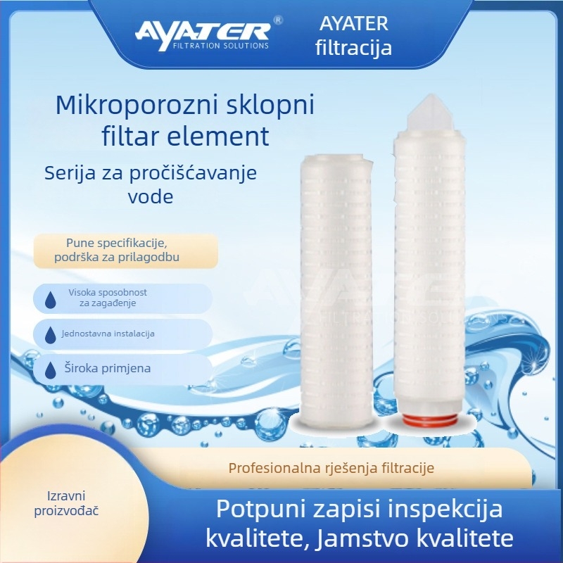 Filtracijski element preklopni polipropilenski mikroporozni filtarski element, trokutasti vrh, 0.22um poroznost, sučelje 222