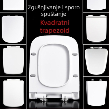 Kvadratni poklop za WC, debeo i izdržljiv, s jastučićem, podesiva udaljenost montažnih rupa 10–18 mm, materijal: urea-formaldehidna smola