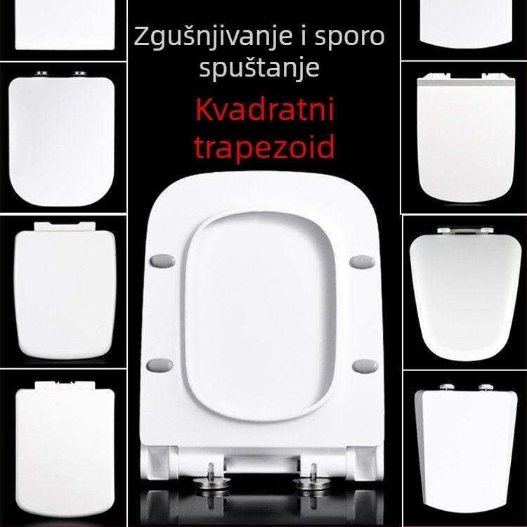 Kvadratni poklop za WC, debeo i izdržljiv, s jastučićem, podesiva udaljenost montažnih rupa 10–18 mm, materijal: urea-formaldehidna smola