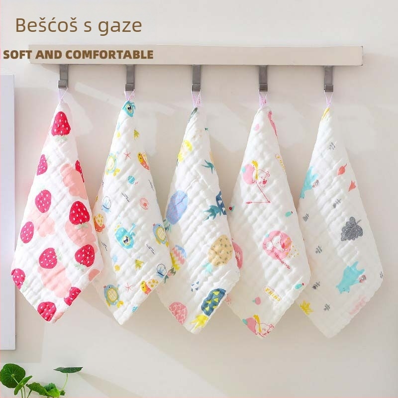 Bejbi kvadratna gazasta marama za bebu, 40-count pamuk, tkano combed, 25 g, uzorak s životinjama i cvijećem