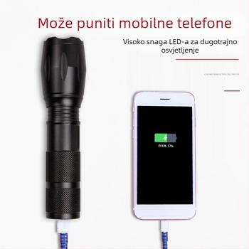 T6 LED baterijska svjetiljka, USB punjiva, 10W, 1800mAh, 360° rotacija