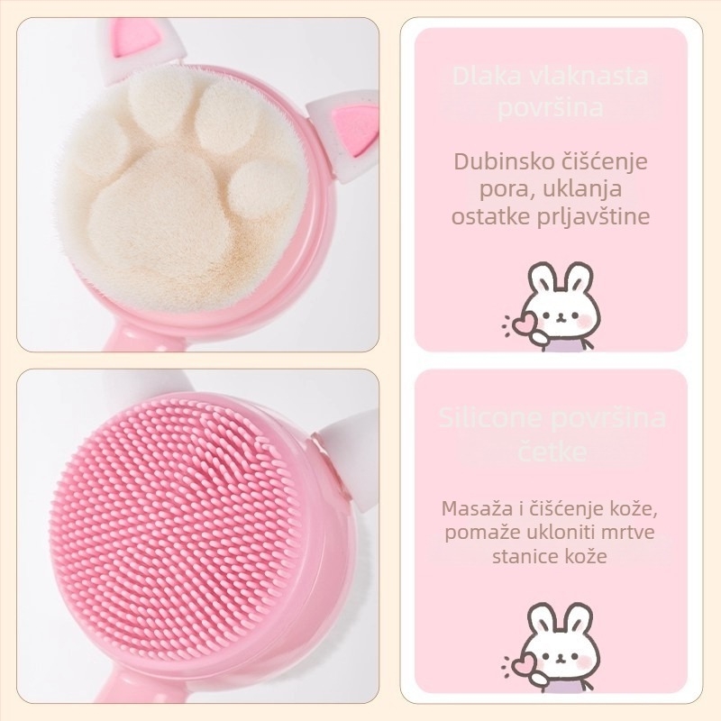 Chuyi Četka za čišćenje lica – ručna, dvostruka, mekane dlačice za dubinsko čišćenje pora