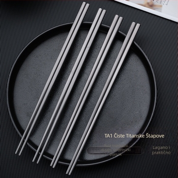 Ti·walker četvrtaste štapiće za jelo od čistog titanija – čist titanij, otporne na plijesan, protuklizne, protiv opeklina, šuplja izolacija, prijenosne za kampiranje
