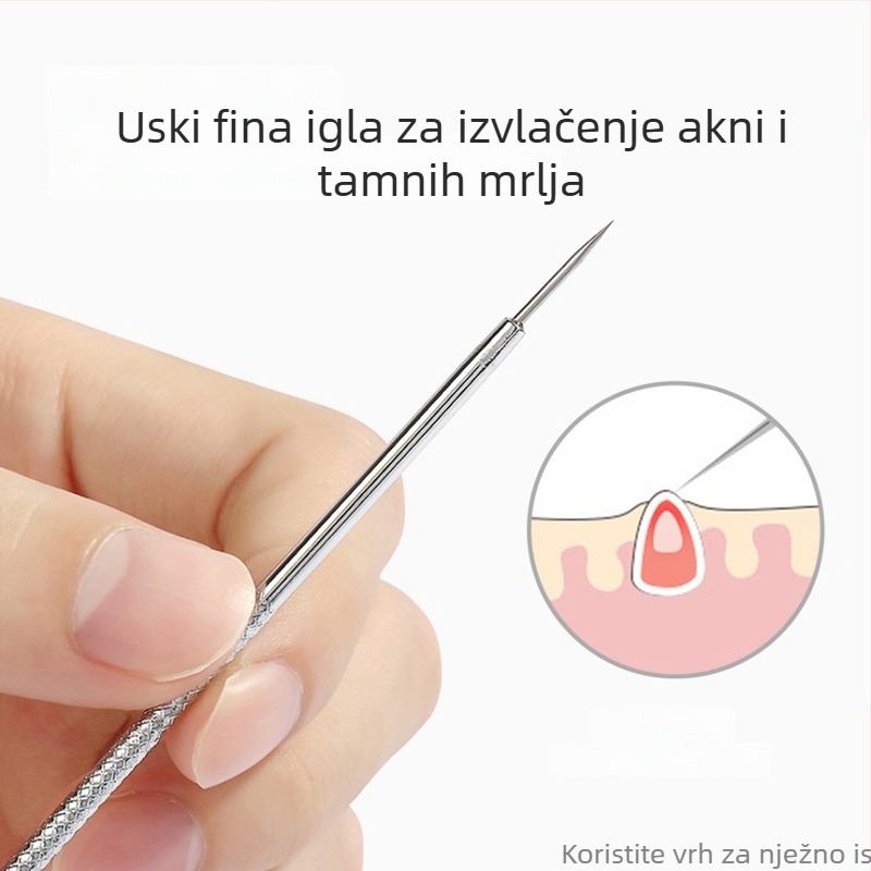 Igla za akne – Etif; nehrđajući čelik; 2-dijelna set; alat za čišćenje lica; za uobičajene korisnike.