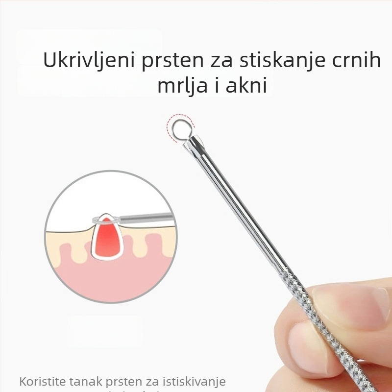 Igla za akne – Etif; nehrđajući čelik; 2-dijelna set; alat za čišćenje lica; za uobičajene korisnike.