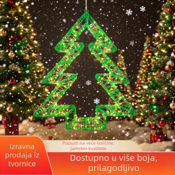 LED žica božićna svjetla vanjska, oblik drveta (1200 snage; 220V DC; IP44; tipka upravljanje; DC napajanje)
