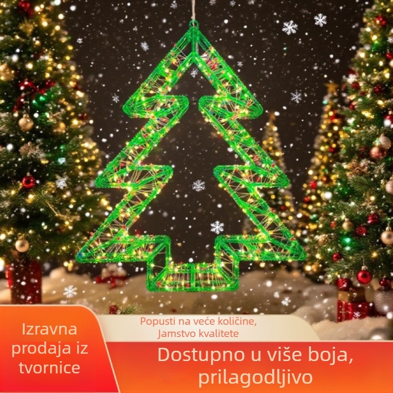 LED žica božićna svjetla vanjska, oblik drveta (1200 snage; 220V DC; IP44; tipka upravljanje; DC napajanje)