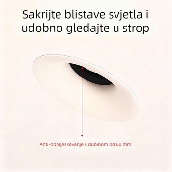 LED downlight bez okvira s lukom, 6–10W, 220V, CRI≥90, 3000K/4000K/6000K, aluminij