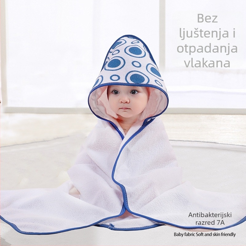 Ručnik za kupanje s kapuljačom za novorođenče – crtani stil, upijajući, brzo suši, prilagodljiv