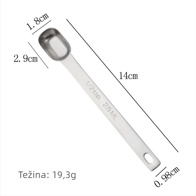Set mjernih žlica od 304 nehrđajućeg čelika, kvadratnog oblika, s mjernom skalom, za kuhinju i pečenje