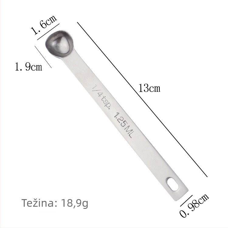 Set mjernih žlica od 304 nehrđajućeg čelika, kvadratnog oblika, s mjernom skalom, za kuhinju i pečenje