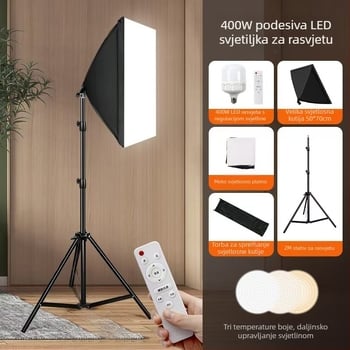 Fotografsko svjetlo za live streaming — 55W, 5600K, regulabilna svjetlost i jačina, za live streaming, šminka i selfie