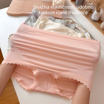 Trudničke gaćice s visokim pojasom, bezšivne, podrška za trbuh, pamukasta podstava, za sve sezone