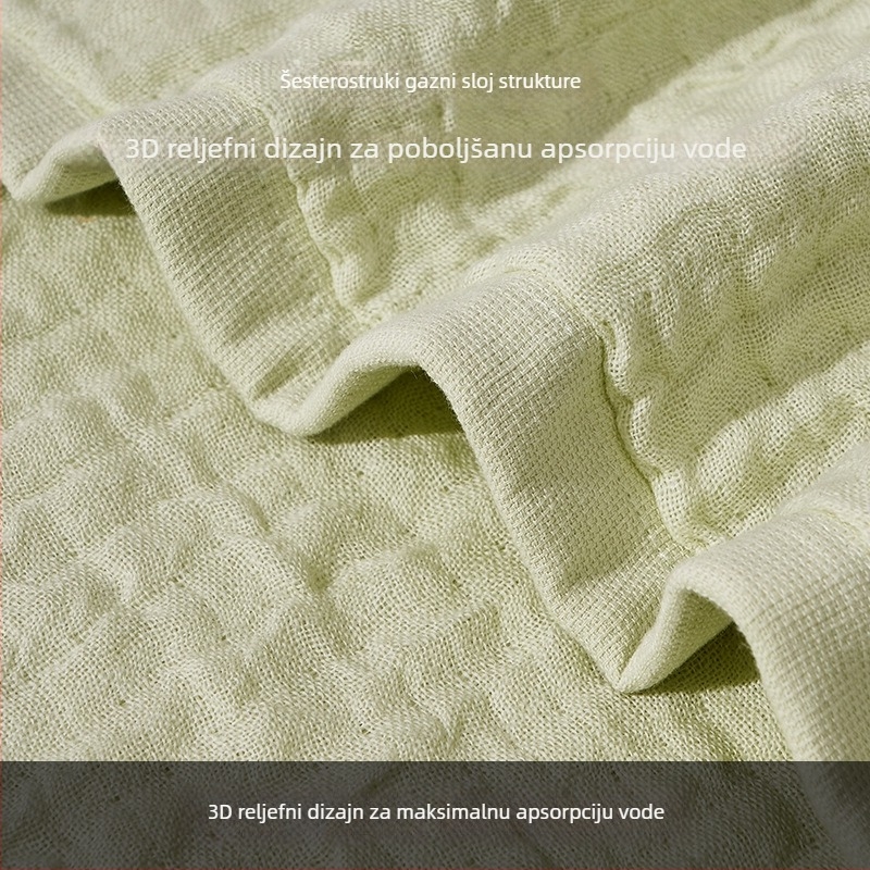 Bébe ručnik za kupanje od 100% pamuka, šest slojeva gazaste tkanine, 32-pleti platna, visoka gustoća