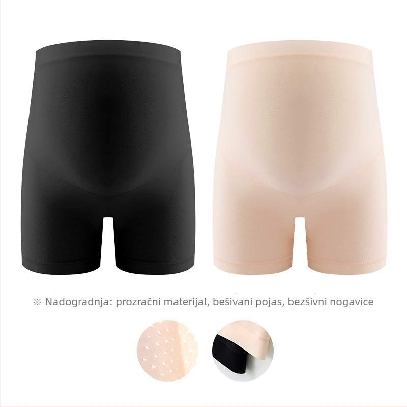 Trudničke sigurnosne hlače, bezšivne, ljetna Ice Silk tkanina, potpora trbuha, kratke hlače od viskoze
