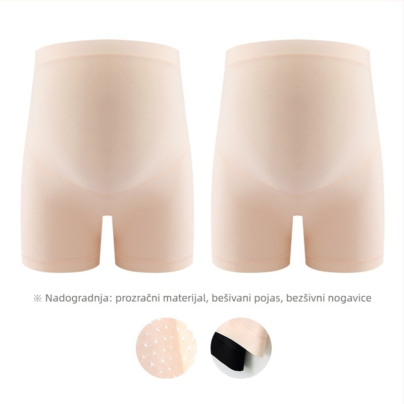 Trudničke sigurnosne hlače, bezšivne, ljetna Ice Silk tkanina, potpora trbuha, kratke hlače od viskoze