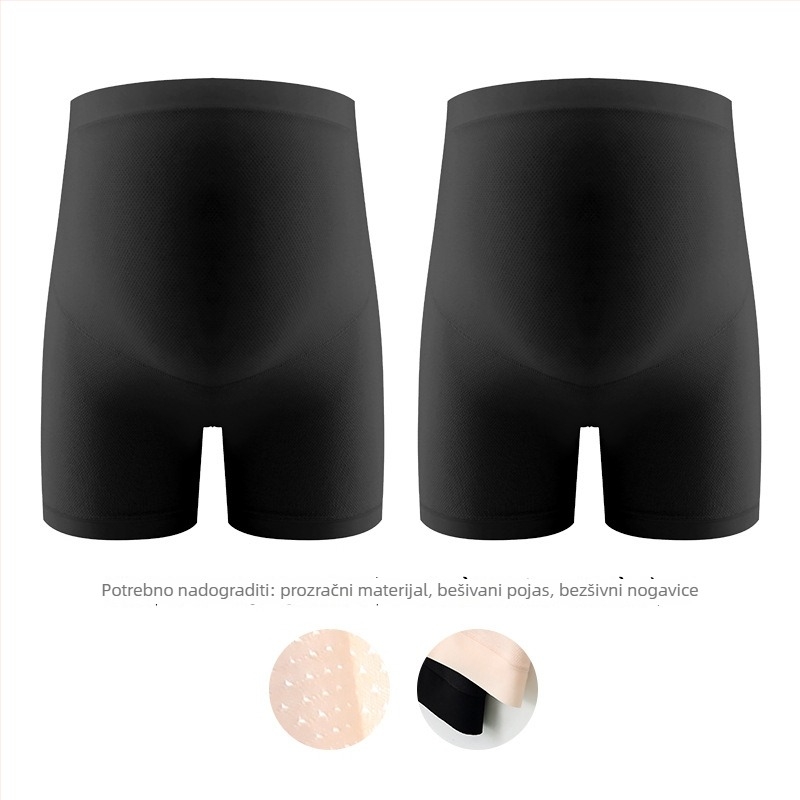 Trudničke sigurnosne hlače, bezšivne, ljetna Ice Silk tkanina, potpora trbuha, kratke hlače od viskoze