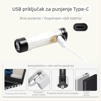 Višenamjenska džepna mini baterijska lampa s kopčom za ključ, kućište od aluminijske legure, ručno napajanje, 220mAh baterija, LED, 10W, domet do 50 m, trajanje baterije 3 h