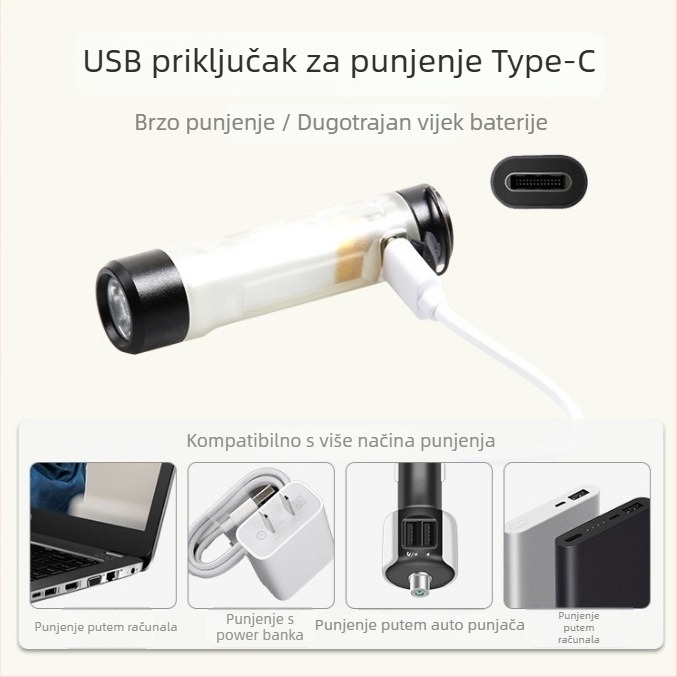 Višenamjenska džepna mini baterijska lampa s kopčom za ključ, kućište od aluminijske legure, ručno napajanje, 220mAh baterija, LED, 10W, domet do 50 m, trajanje baterije 3 h