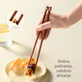 Štapići za jelo s karikaturnim uzorkom, sladak stil, materijal: sandalovo drvo + PVC, s logom, prilagodljivi