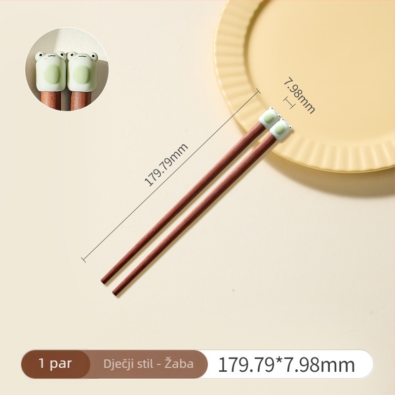 Štapići za jelo s karikaturnim uzorkom, sladak stil, materijal: sandalovo drvo + PVC, s logom, prilagodljivi
