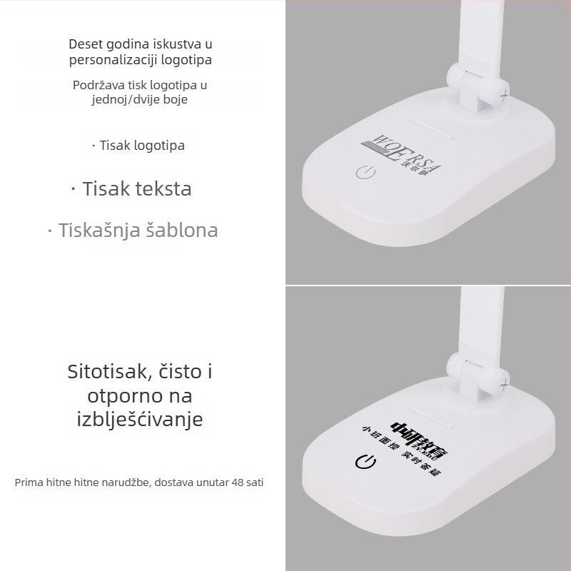 LED sklopiva stolna lampica s USB punjenjem i mrežnim napajanjem, dodirni prekidač, regulacija boje i svjetla, ugrađena baterija