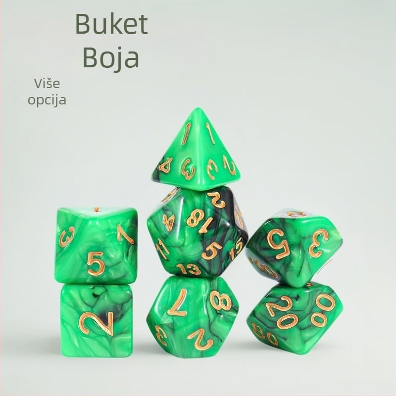 Akrilne kocke s 20 stranica, set u poklon kutiji, zaobljeni kutovi, mogućnost prilagođene obrade