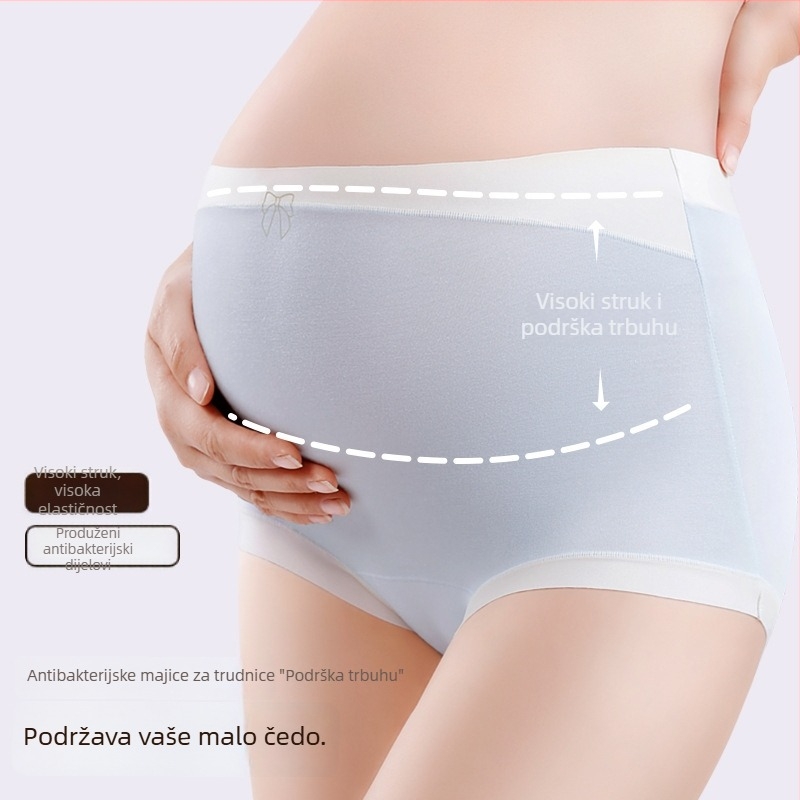 Trudničke pamučne bokserice s visokim strukom, podrška trbuhu i podizanje guze, pletene, 90-95% pamuka