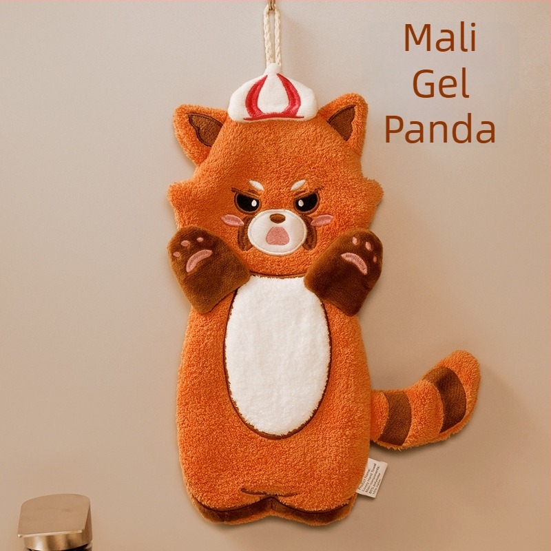 Dječji visi ručnik za ruke s slatkim crtanim motivom, upija i brzo suši, koralni fleece, izvezen, Pooky Bear, 32S pređa, težina 50-80 g