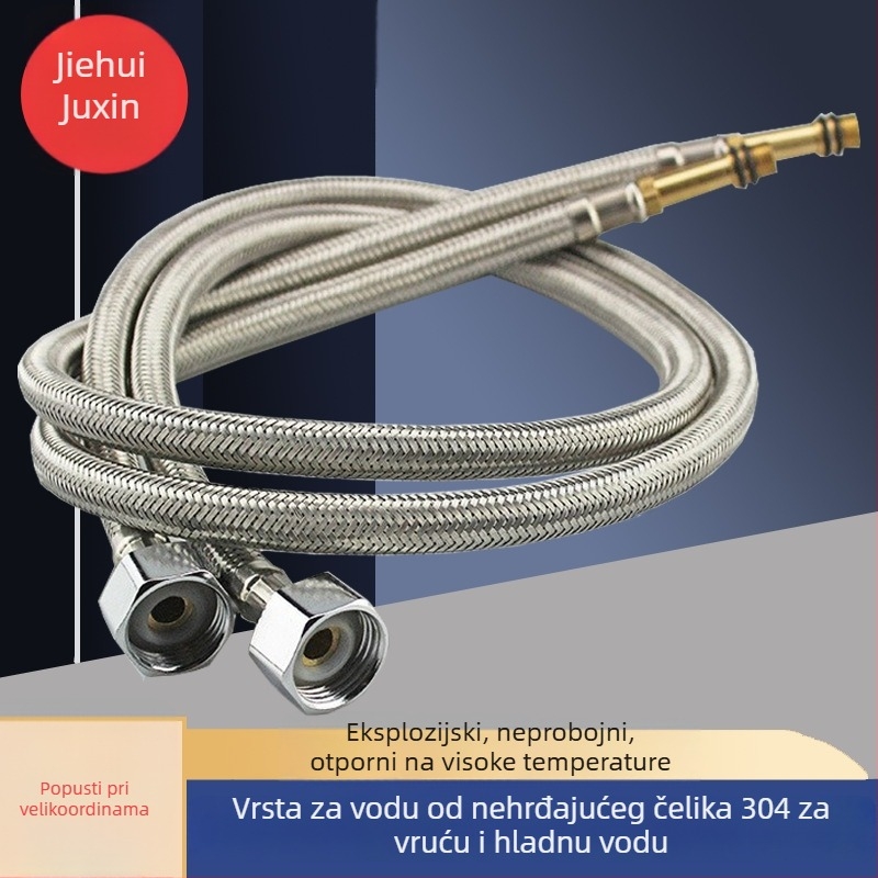 Vodni dovod od nehrđajućeg čelika s opletenjem, otpornost na eksplozije, spoj s jednim krajem, 304 SS, 1,6 MPa, 0–100°C