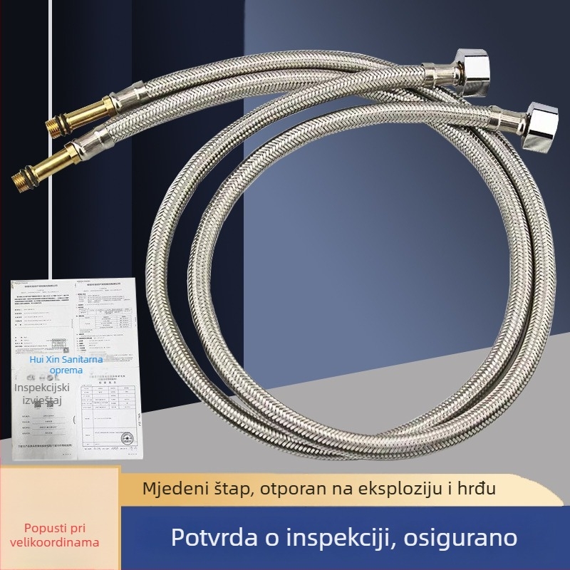 Vodni dovod od nehrđajućeg čelika s opletenjem, otpornost na eksplozije, spoj s jednim krajem, 304 SS, 1,6 MPa, 0–100°C