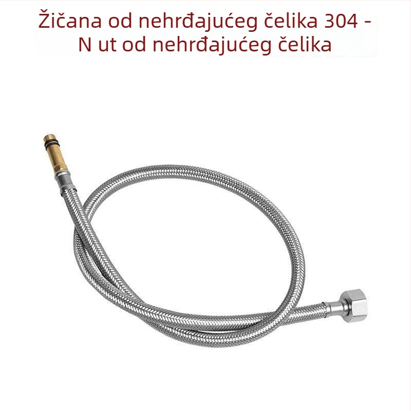 Vodni dovod od nehrđajućeg čelika s opletenjem, otpornost na eksplozije, spoj s jednim krajem, 304 SS, 1,6 MPa, 0–100°C