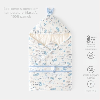 Swaddle za bebu — pamuk, punilo od poliestera, za novorođenčad (0–12 mjeseci), pogodna za proleće, jesen i zimu, uz motive životinja ili crtane likove