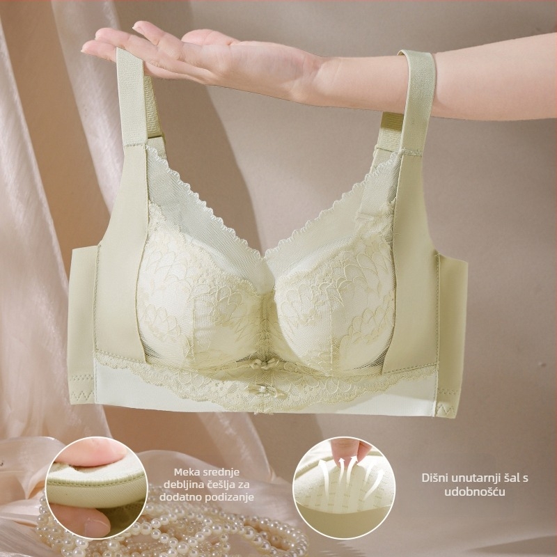 Grudnjak od najlona, 3/4 košarica, fiksne dvostruke naramenice, stražnje četiri reda kopči, skuplja, podiže, bočna podrška, prozračan.