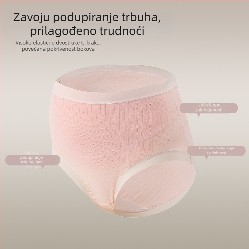 Trudničke gaćice od pamuka, visokim strukom, antibakterijske, s produženim gussetom, prozračna podrška trbuha
