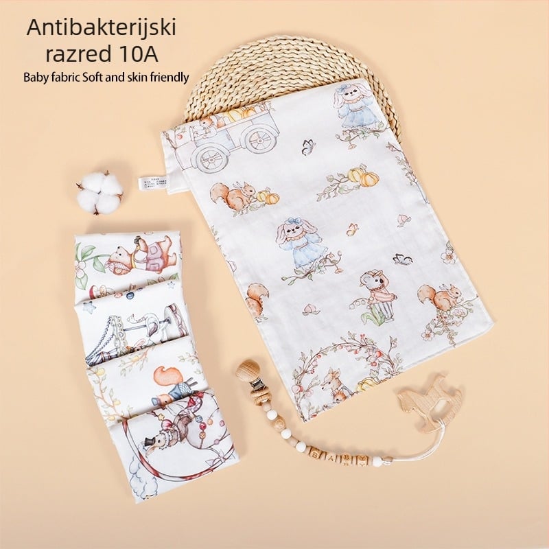 Novorođena dječja maramica za lice od bambusovih vlakana s motívom crtića, 40-count vlakna, 42 g, apsorpcija 0–5 s